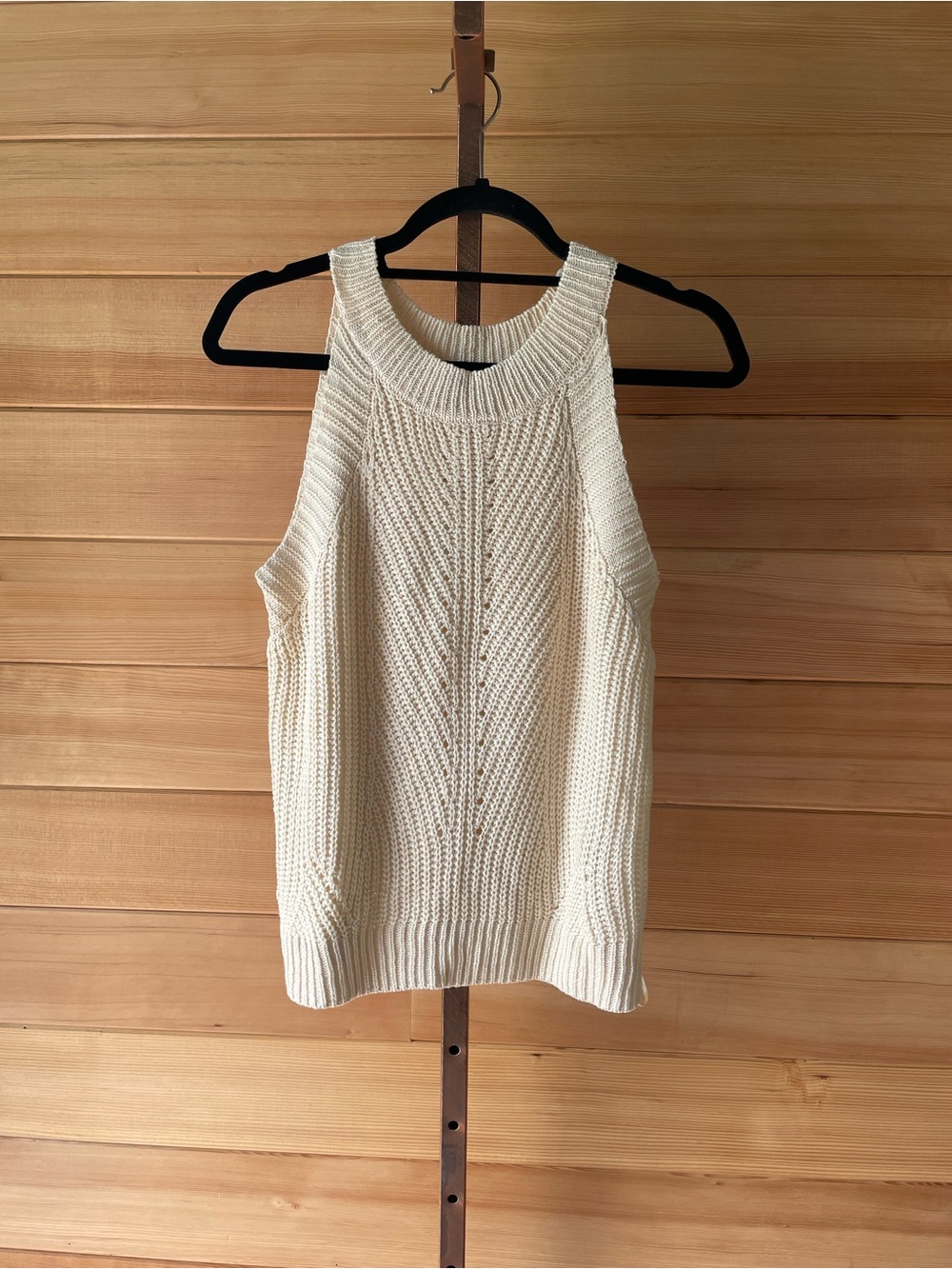 Nine West Cream Knit Sleeveless Top Medium